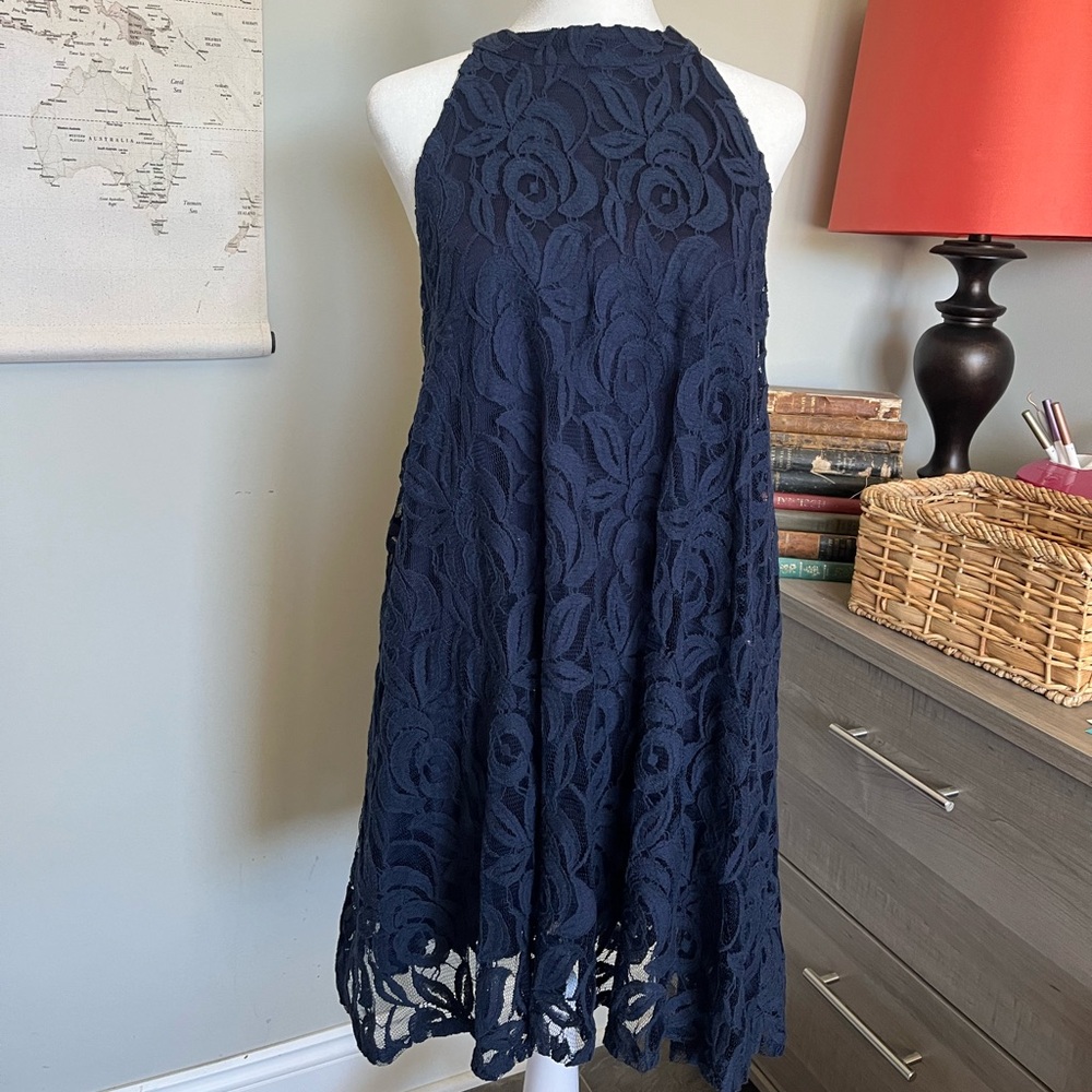 Lace Overlay Shift Dress